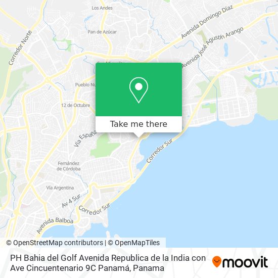 PH Bahia del Golf Avenida Republica de la India con Ave Cincuentenario 9C  Panamá map