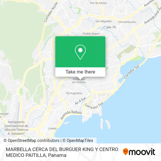Mapa de MARBELLA CERCA DEL BURGUER KING Y CENTRO MEDICO PAITILLA