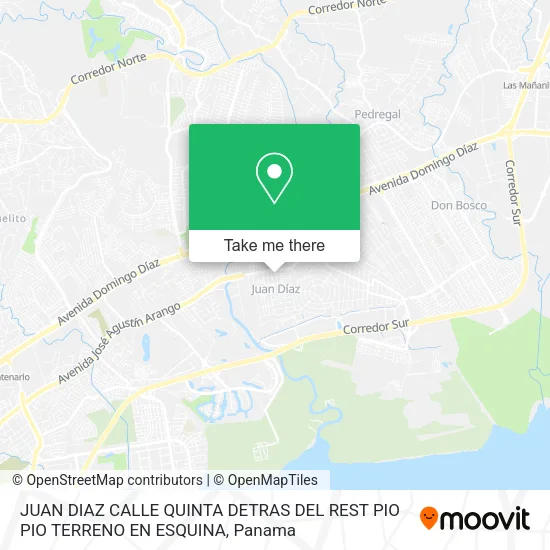 Mapa de JUAN DIAZ  CALLE QUINTA  DETRAS DEL REST  PIO PIO TERRENO EN ESQUINA