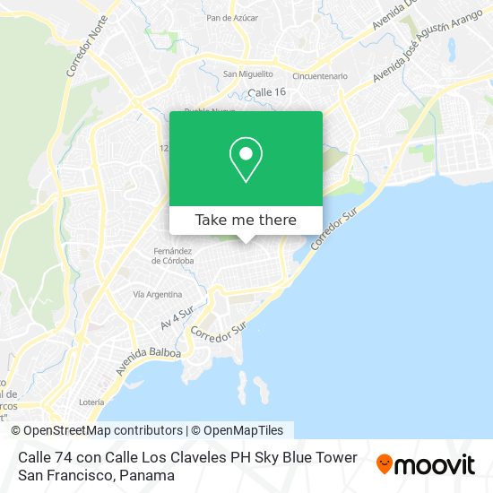 Calle 74 con Calle Los Claveles PH Sky Blue Tower San Francisco map