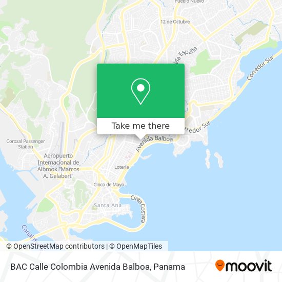 Mapa de BAC Calle Colombia  Avenida Balboa