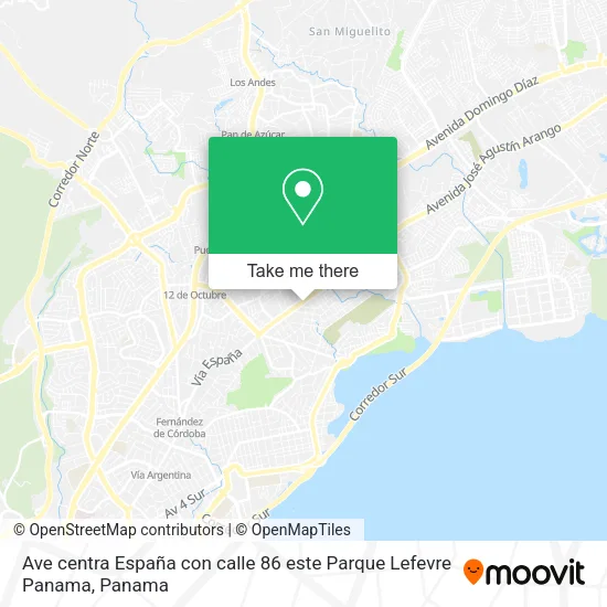 Ave  centra España  con calle 86 este  Parque Lefevre   Panama map