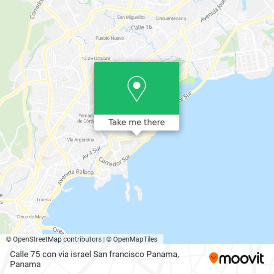 Mapa de Calle 75 con via israel  San francisco  Panama