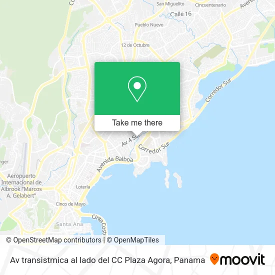 Mapa de Av transistmica al lado del CC Plaza Agora