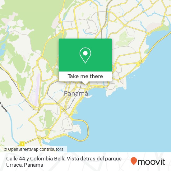 Mapa de Calle 44 y Colombia Bella Vista detrás del parque Urraca