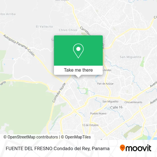 Mapa de FUENTE DEL FRESNO Condado del Rey