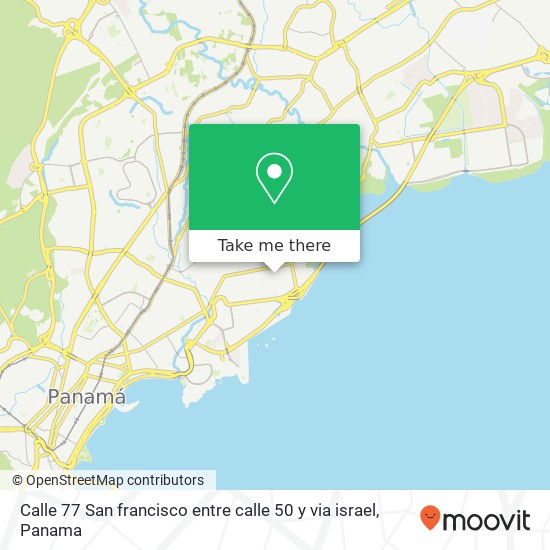 Mapa de Calle 77 San francisco  entre calle 50 y via israel