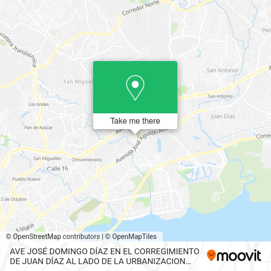 Mapa de AVE  JOSÉ DOMINGO DÍAZ EN EL CORREGIMIENTO DE JUAN DÍAZ AL LADO DE LA URBANIZACION SANTA CLARA