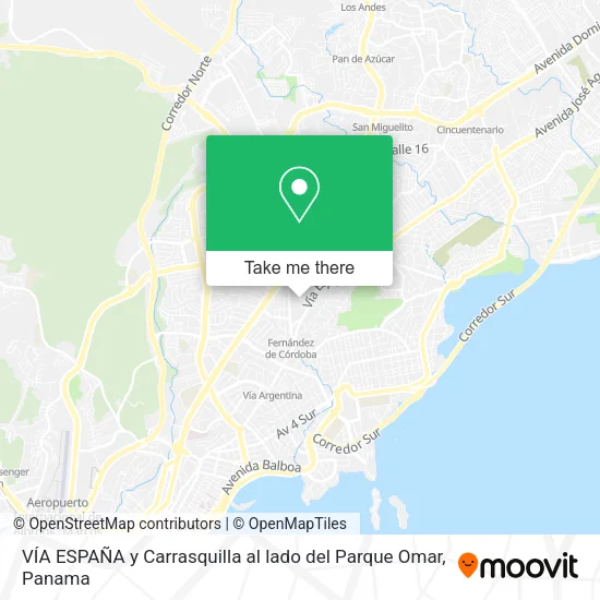 Mapa de VÍA ESPAÑA y Carrasquilla  al lado del Parque Omar