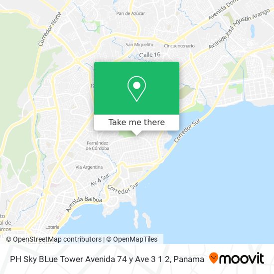 Mapa de PH Sky BLue Tower Avenida 74 y Ave 3 1 2