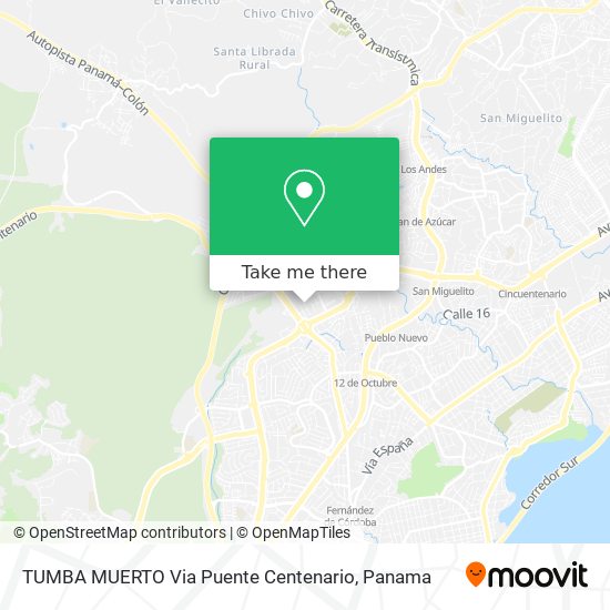 Mapa de TUMBA MUERTO   Via Puente Centenario