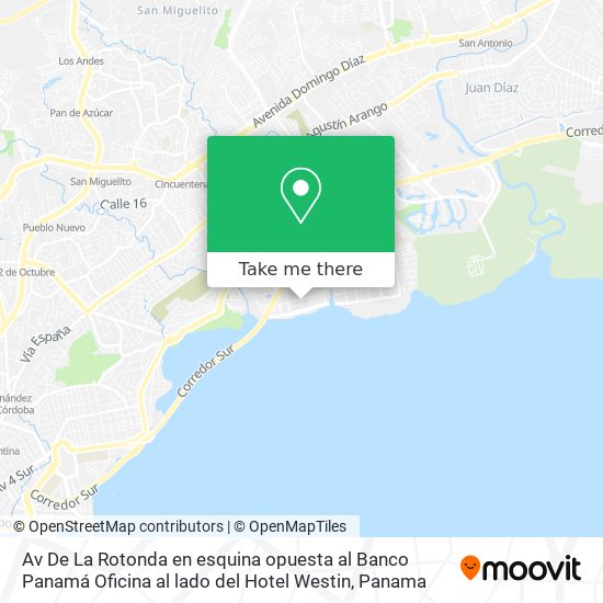 Av  De La Rotonda  en esquina opuesta al Banco Panamá  Oficina  al lado del Hotel Westin map