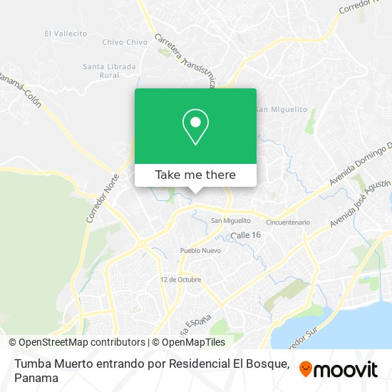 Tumba Muerto  entrando por Residencial El Bosque map