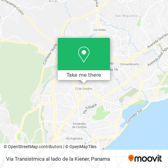 Vía Transistmica  al lado de la Kiener map