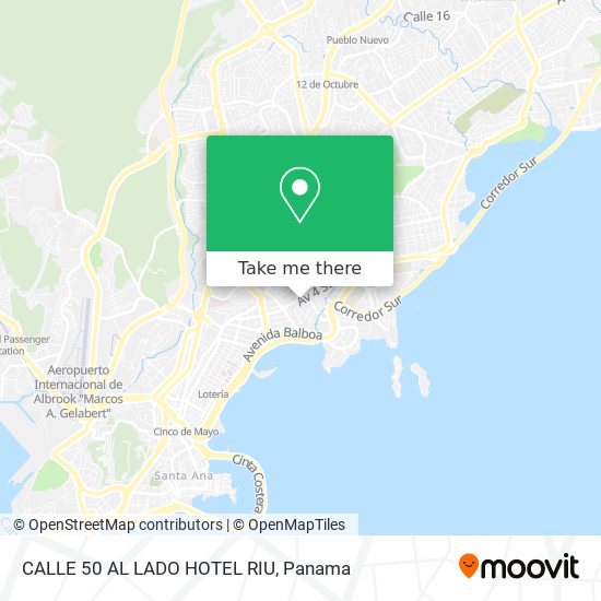 CALLE 50 AL LADO HOTEL RIU map