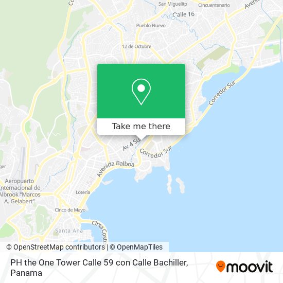 Mapa de PH the One Tower Calle 59 con Calle Bachiller