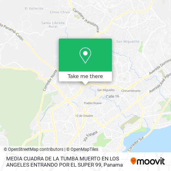 Mapa de MEDIA CUADRA DE LA TUMBA MUERTO EN LOS ANGELES  ENTRANDO POR EL SUPER 99