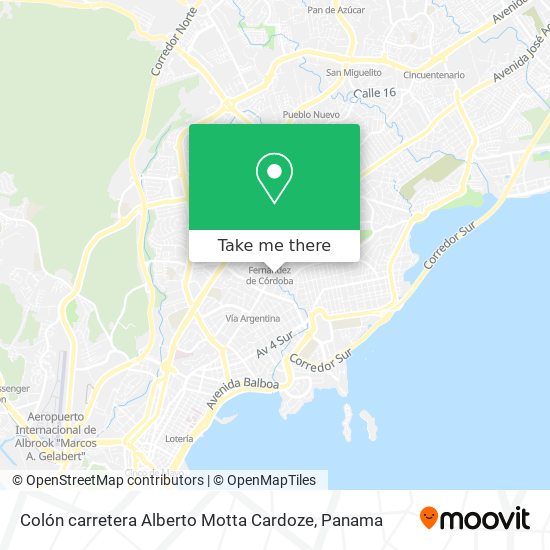 Colón carretera Alberto Motta Cardoze map