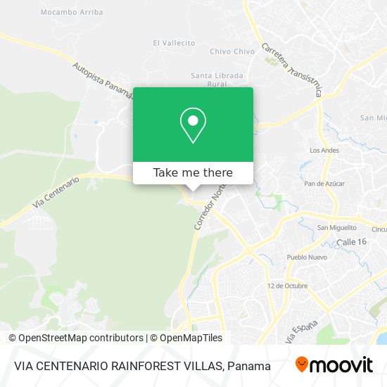 VIA CENTENARIO  RAINFOREST VILLAS map