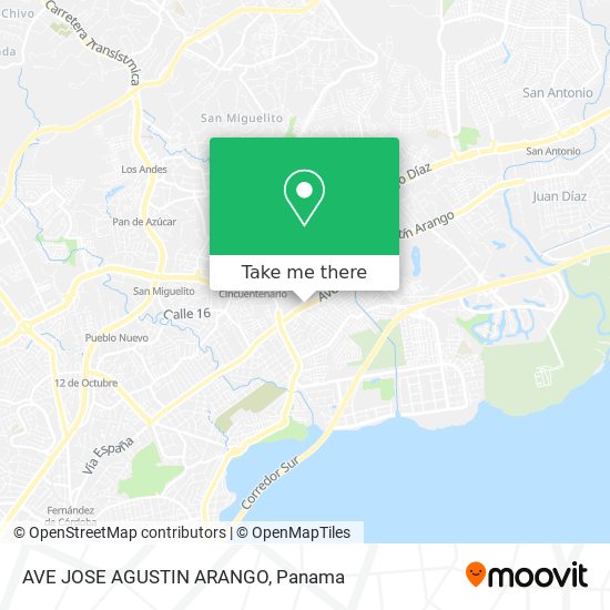 AVE JOSE AGUSTIN ARANGO map