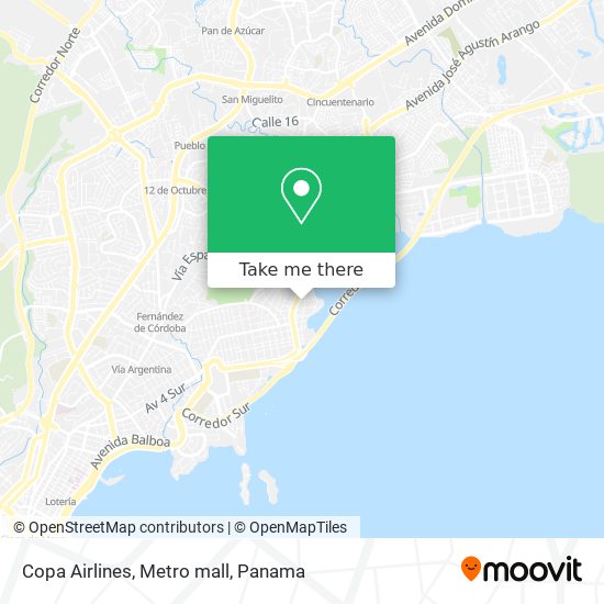 Copa Airlines, Metro mall map