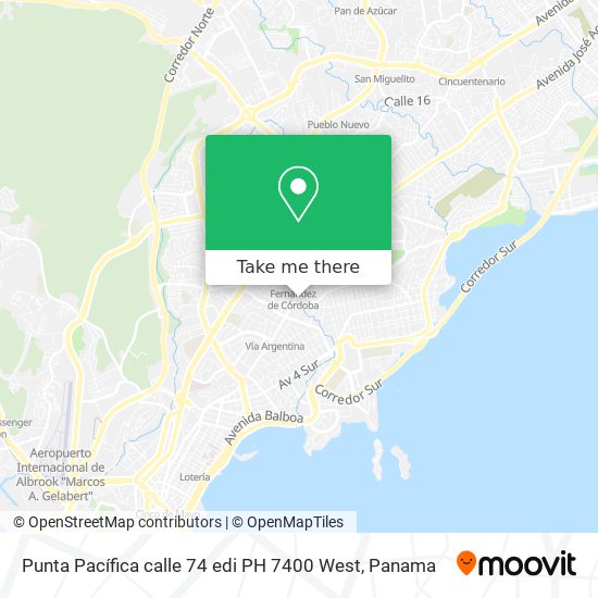 Mapa de Punta Pacífica calle 74 edi  PH 7400 West