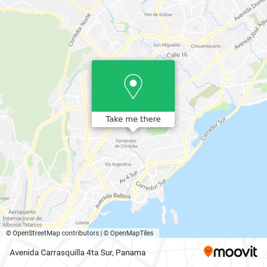 Avenida Carrasquilla 4ta Sur map