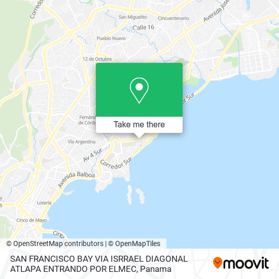 SAN FRANCISCO BAY VIA ISRRAEL DIAGONAL ATLAPA ENTRANDO POR ELMEC map