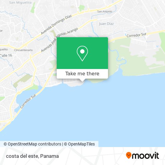 Mapa de costa del este
