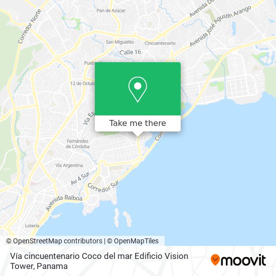 Vía cincuentenario  Coco del mar  Edificio Vision  Tower map