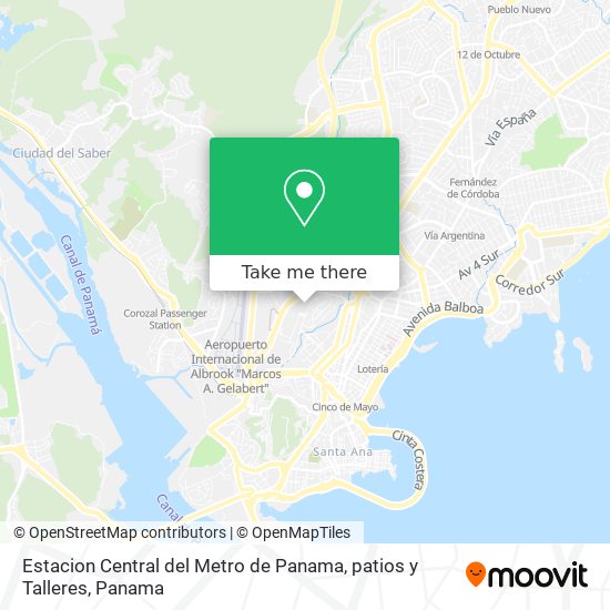Estacion Central del Metro de Panama, patios y Talleres map