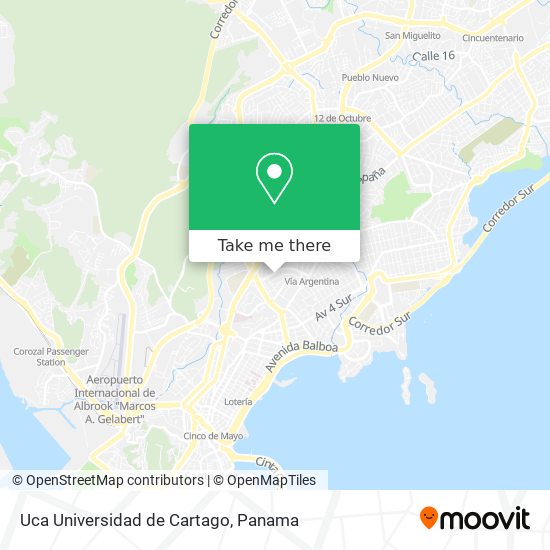 Uca Universidad de Cartago map