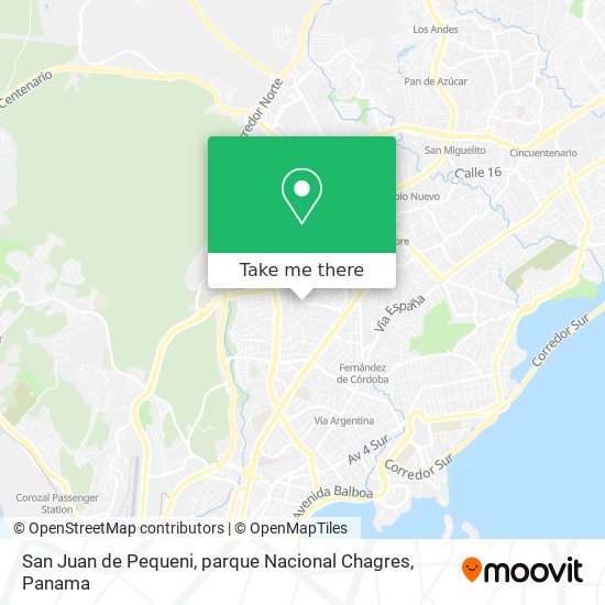 San Juan de Pequeni, parque Nacional Chagres map