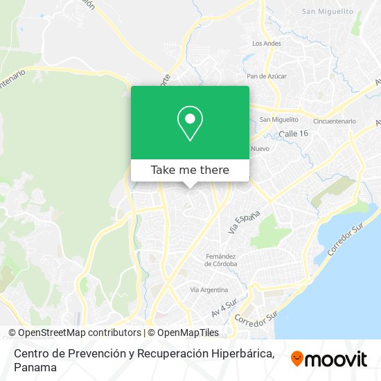 Mapa de Centro de Prevención y Recuperación Hiperbárica