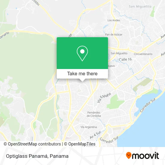 Mapa de Optiglass Panamá