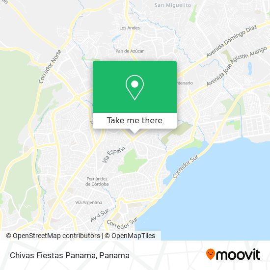 Chivas Fiestas Panama map