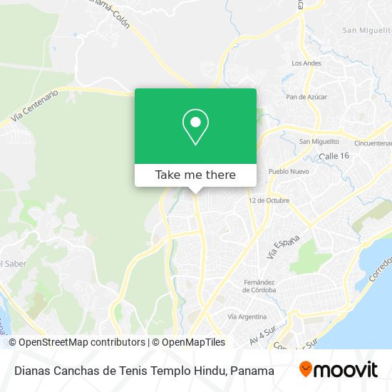Dianas Canchas de Tenis Templo Hindu map