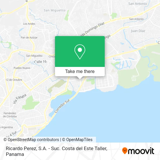 Mapa de Ricardo Perez, S.A. - Suc. Costa del Este Taller