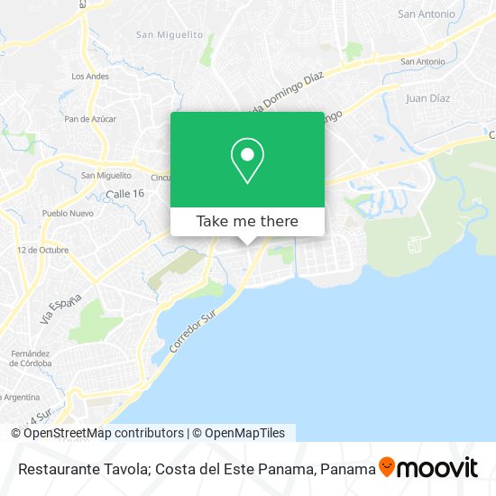 Restaurante Tavola; Costa del Este Panama map