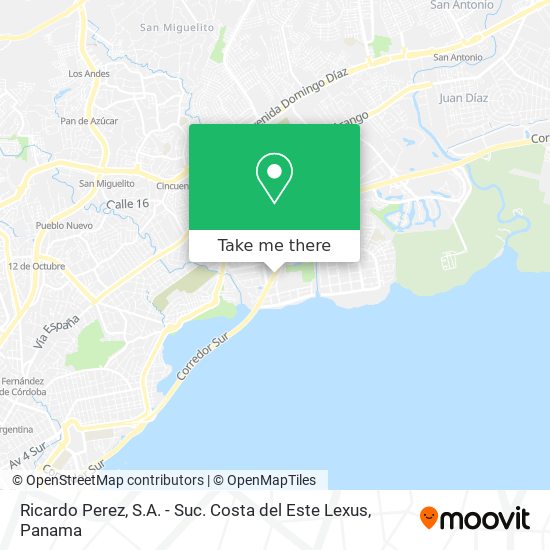 Ricardo Perez, S.A. - Suc. Costa del Este Lexus map