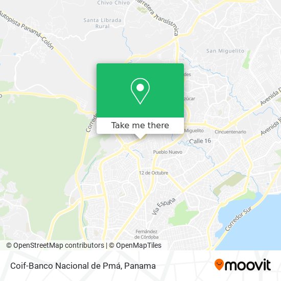 Coif-Banco Nacional de Pmá map