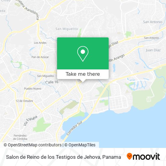 Mapa de Salon de Reino de los Testigos de Jehova