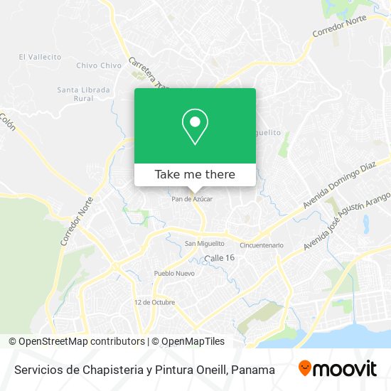 Mapa de Servicios de Chapisteria y Pintura Oneill