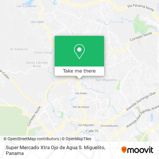 Mapa de Super Mercado Xtra Ojo de Agua S. Miguelito