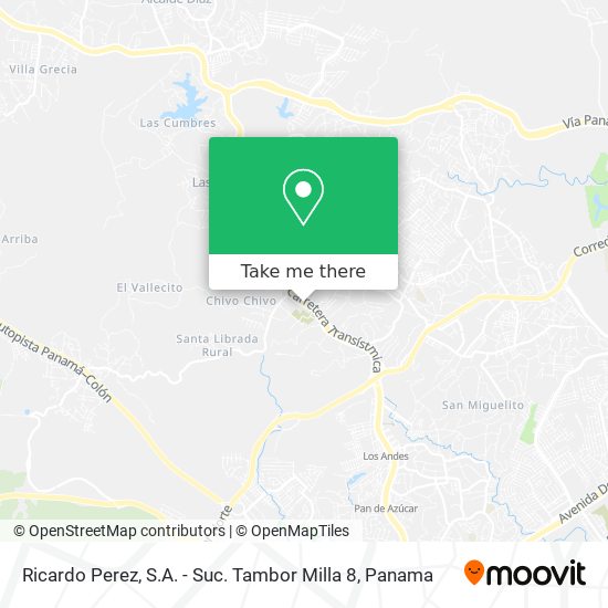 Ricardo Perez, S.A. - Suc. Tambor Milla 8 map