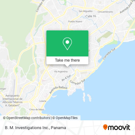 B. M. Investigations Inc. map