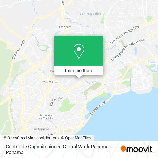 Mapa de Centro de Capacitaciones Global Work Panamá