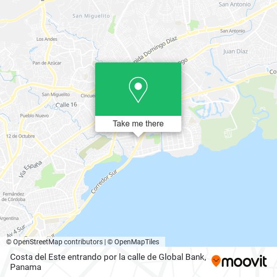Costa del Este entrando por la calle de Global Bank map