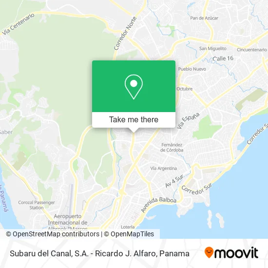 Subaru del Canal, S.A. - Ricardo J. Alfaro map