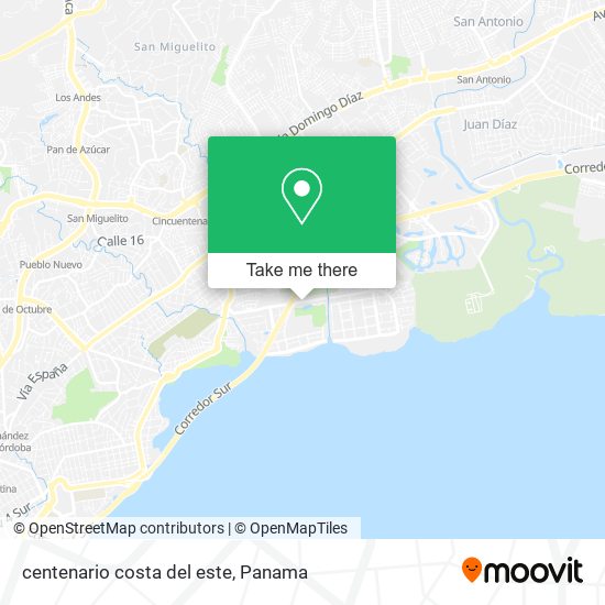 Mapa de centenario costa del este